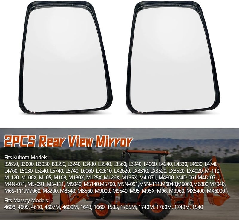 NAJING Rear View Mirror 3F260-53342 Fit for Kubota Tractor M7060 L4240HSTC L5740HSTC M100XDC M110XDC B2650 L3240 LX2610 M-1100 Models, Tractor Wide Angle Curved Mirror 2 PCS - Image 2